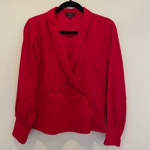 J. Crew | Drapey Faux Wrap Top Red